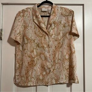 #106 ALFRED DUNNER PINK BEIGE BUTTON DOWN SHIRT SIZE 14